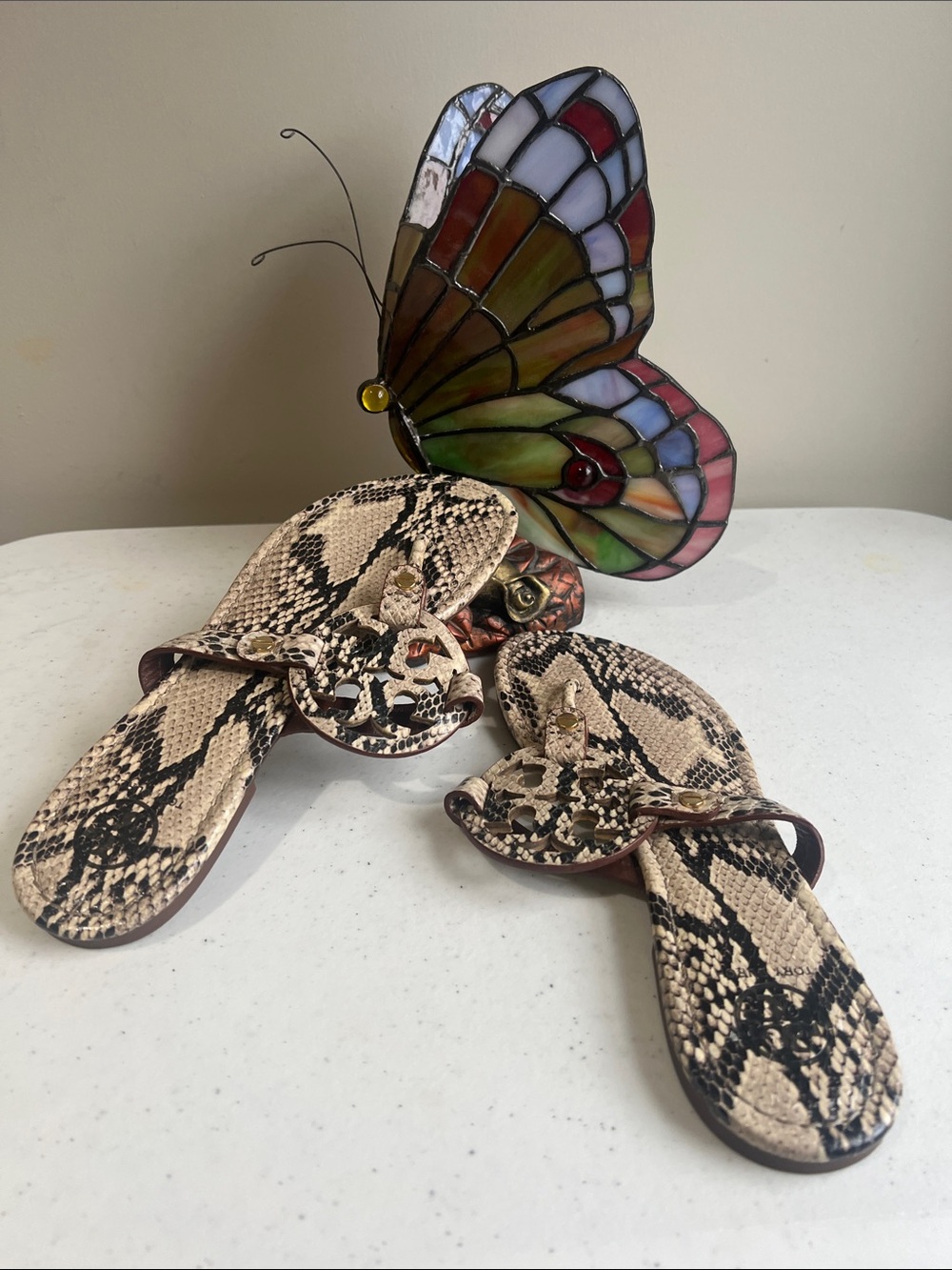 Tory Burch Snake Print Miller Thong Sandals in Beige and Black - Picture 12 of 12